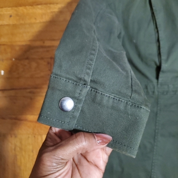 Market & Spruce Womens Military-Style Hooded Jacket Dark Green Size XS - Picture 7 of 8